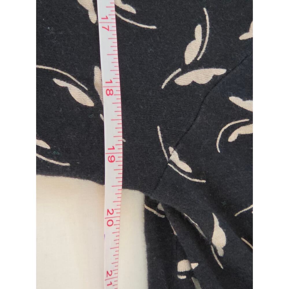 Maeve by Anthropologie Black Ivory Floral Leaf Print Cotton Tunic Blouse Large - Picture 6 of 7